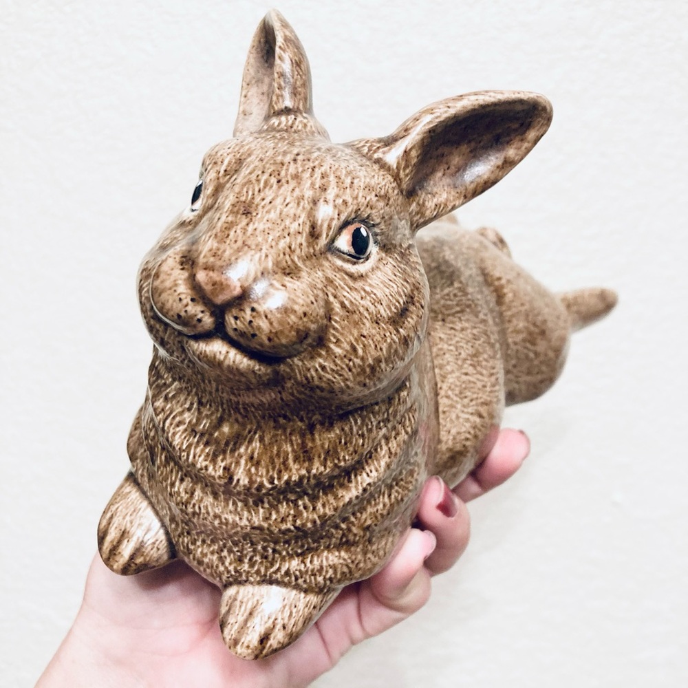 Garden Bunny Outdoor Decor Sculptural Rabbit Garden Statue  ceramic cottagecore